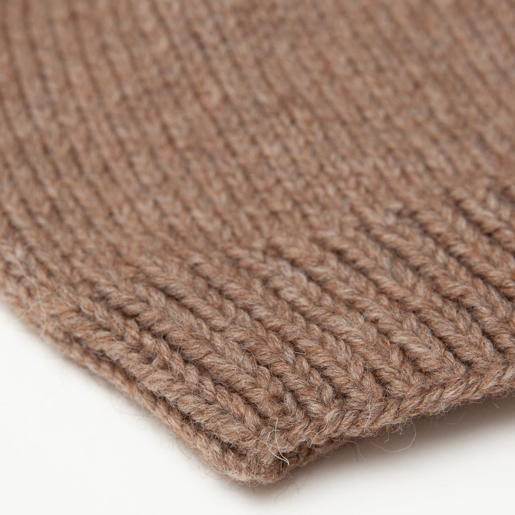 Undyed Alpaca Knit Winter Beanie- Brown Leaf