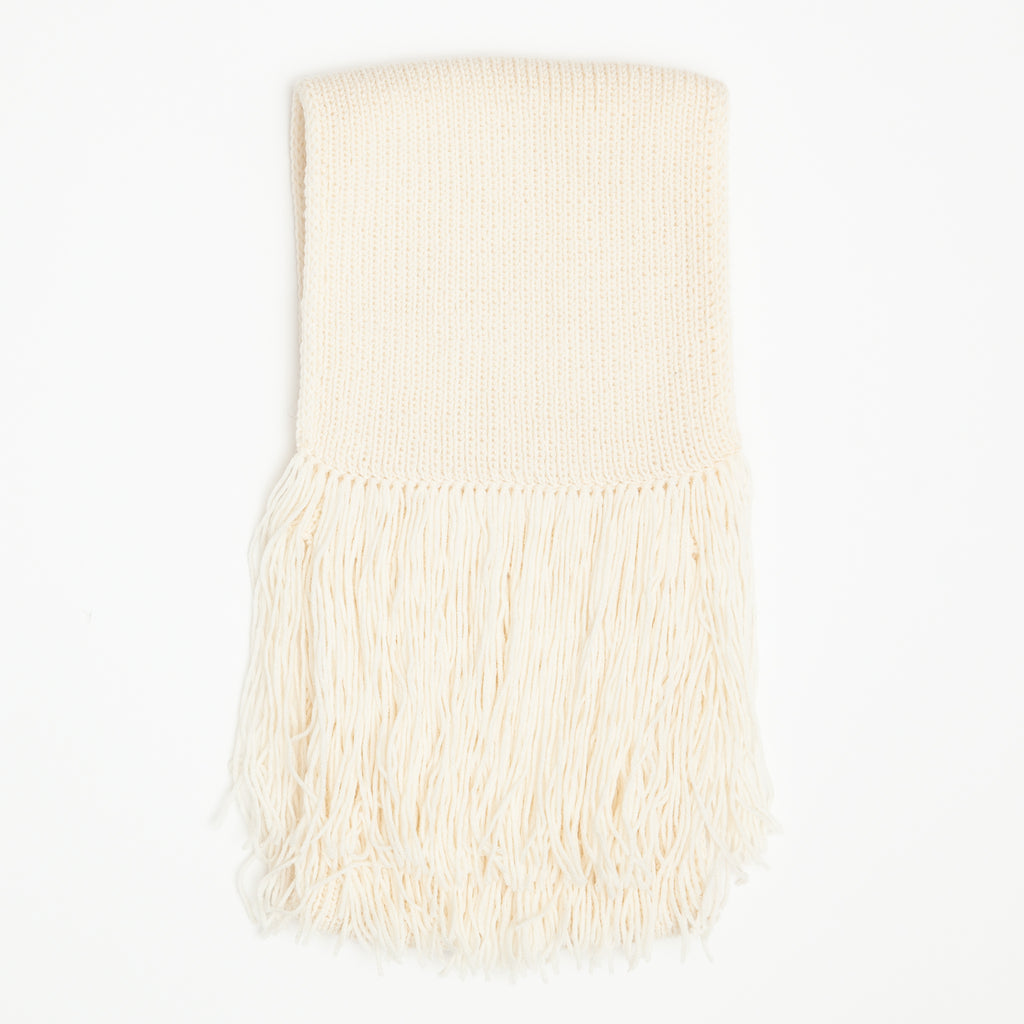 Pure Cashmere Plain Knit Scarf- Ivory