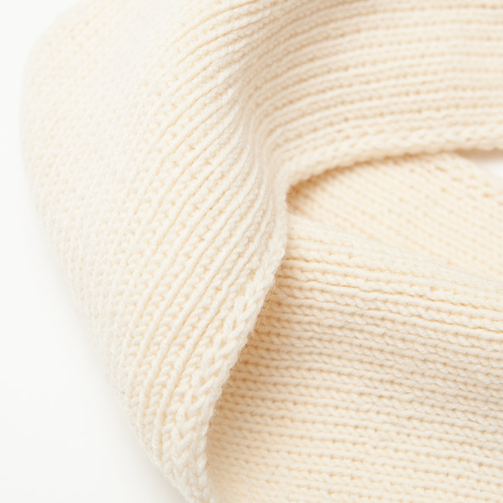 Pure Cashmere Plain Knit Scarf- Ivory