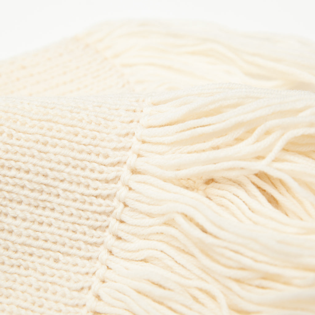 Pure Cashmere Plain Knit Scarf- Ivory