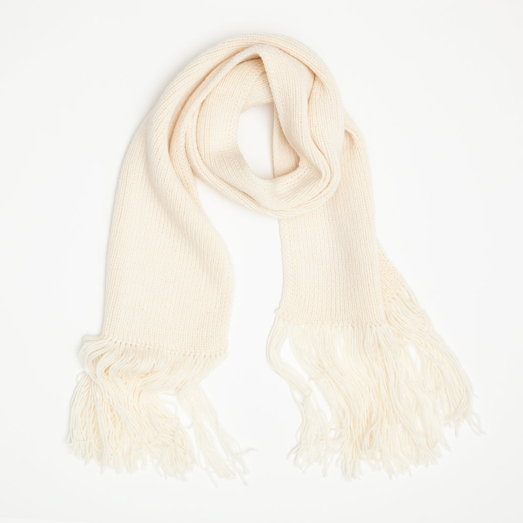 Pure Cashmere Plain Knit Scarf- Ivory