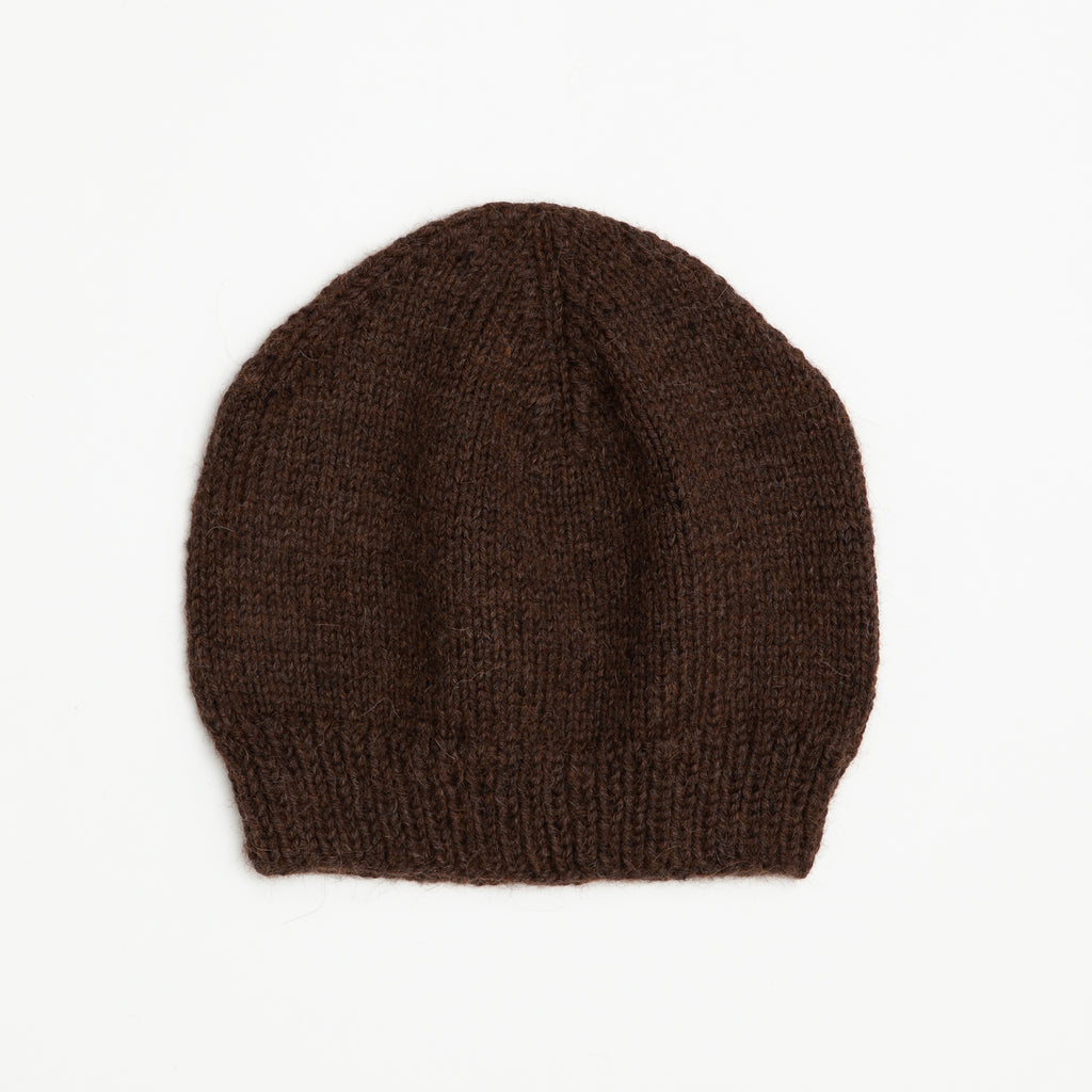 Undyed Alpaca Knit Winter Beanie- Coffee